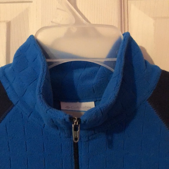 Columbia Dual Blue Shade Quarter Zip Patterned Fleece Pullover Boys Medium 10/12 - Picture 2 of 12